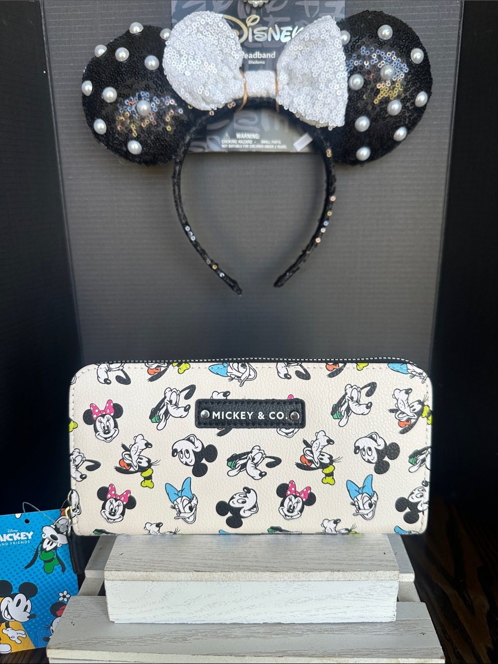 Disney theme Mickey & Co. Cream Wallet with Multicolor Character Print
